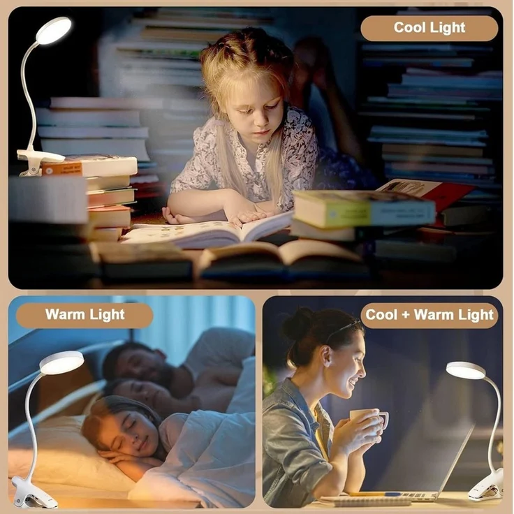 FELIXLEO LED Leselampe Leselampe Bett 36 LED Klemmlampe Dimmbar 6 Farben Weiß – Bild 3
