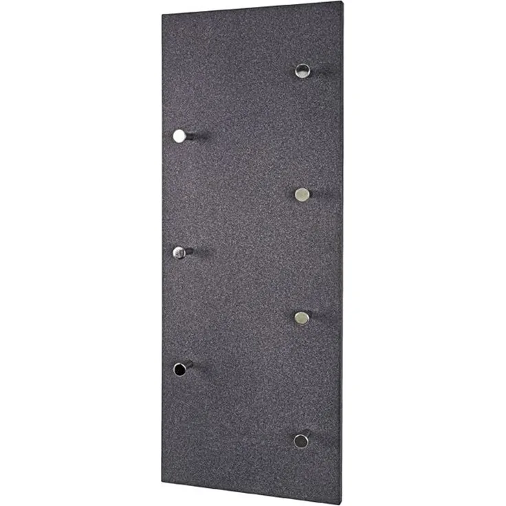 Haku Wandgarderobe mit 7 Haken in Granitoptik Anthrazit, Garderobenknöpfe in Chrom, MDF-Korpus, Hoch- und Querformat, 80x6x30 cm