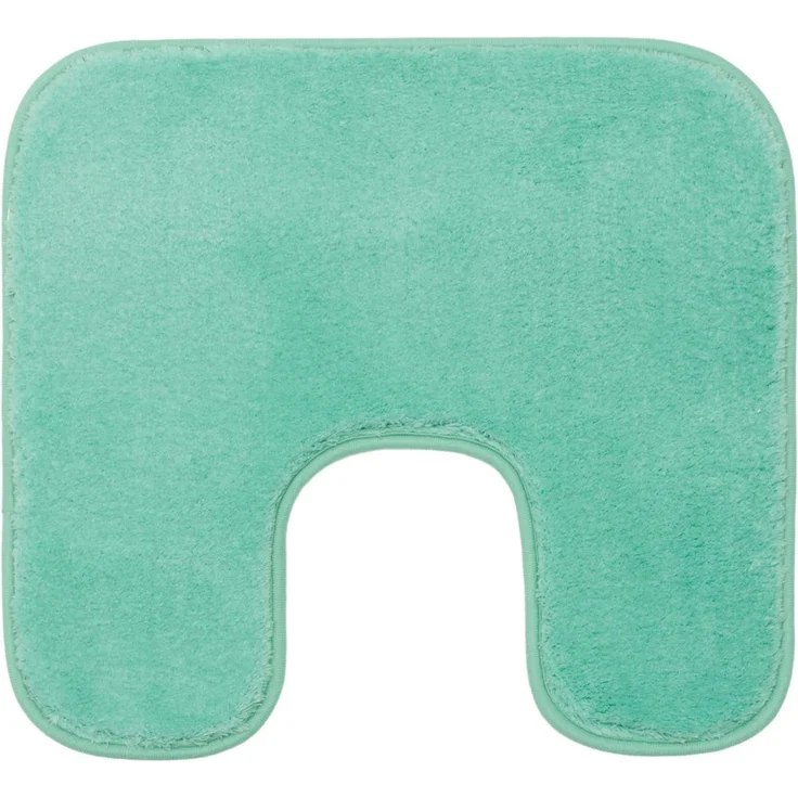 Gözze - Premium Rutschfester Badteppich mit Ausschnitt, RIO, 100% Microfaser, Ideal als WC-Vorlage für Standtoilette, 50x45 cm - Mint