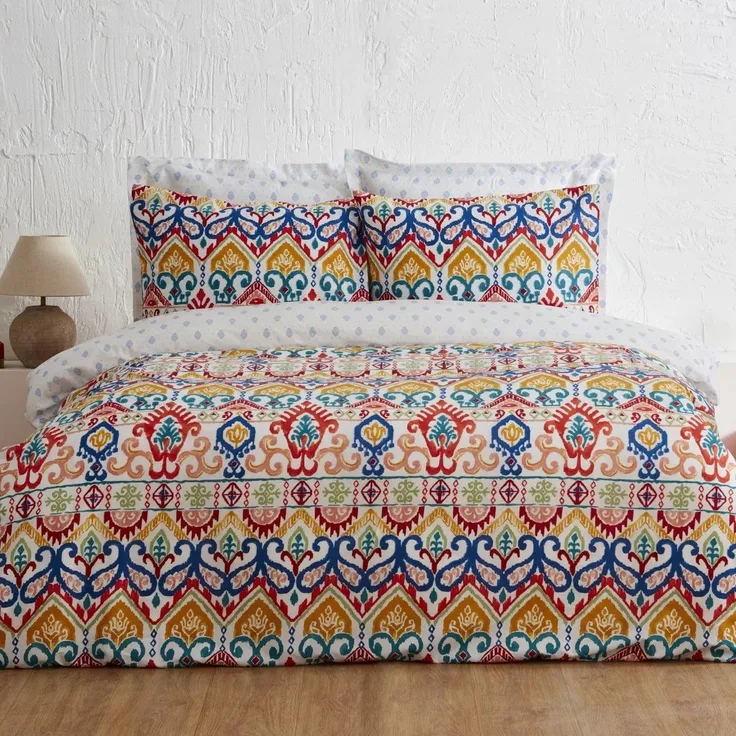 Karaca Bettwäsche Karaca SA Lionel 160x220 cm Baumwolle Bettwäsche Set 3 teilig - Blau