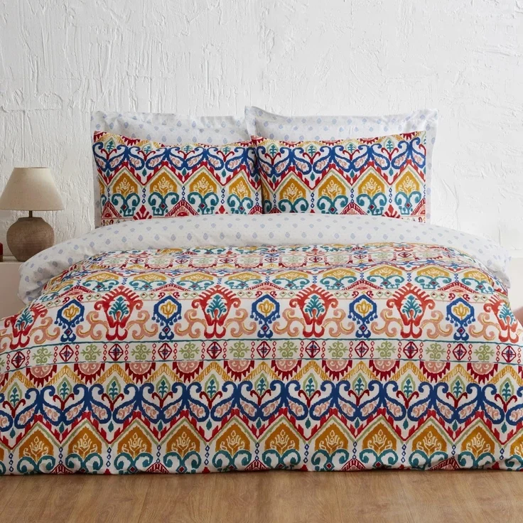 Karaca Bettwäsche Karaca SA Lionel 160x220 cm Baumwolle Bettwäsche Set 3 teilig - Blau – Bild 1