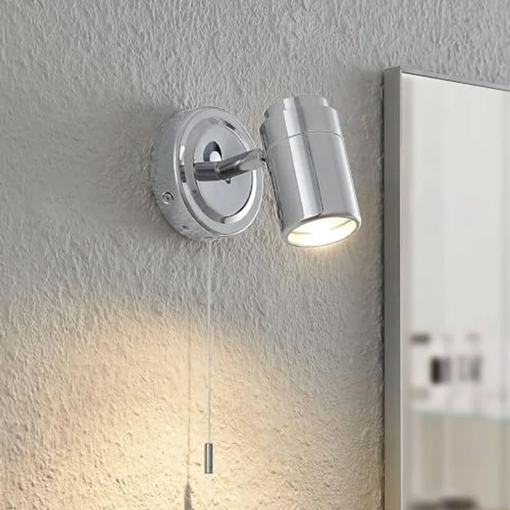 Lindby Wandleuchte Remilan, LED, Metall, Chrom IP44, 1x10 W LED – Bild 2