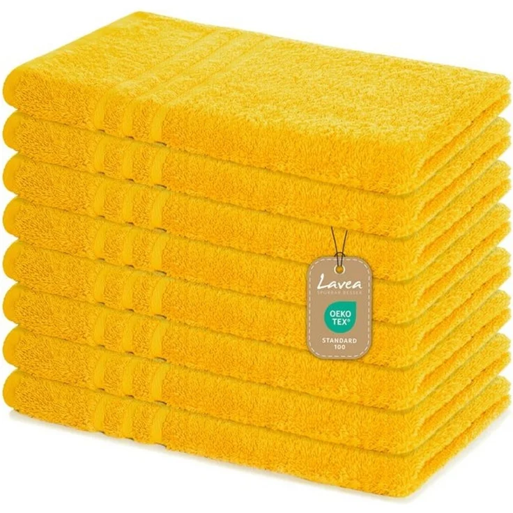 Lavea Handtuch Set Frottierserie Elena, 100% Baumwolle (Set, 8-St), 500 g/m² Frottier, uni & zweifarbig, weich & saugstark, pflegeleicht – Bild 4