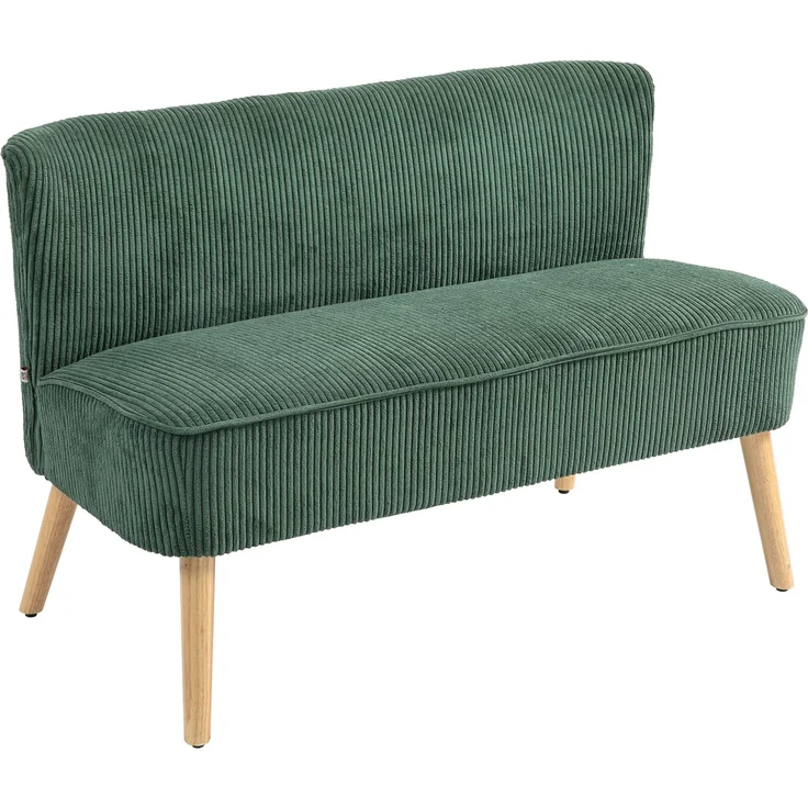 2-Sitzer Polstersofa, Holz, samtartiges Polyester, Schaumstoff, 117 x 56,5 x 77 cm, Grün--Grün--117x56.5x77cm--YOUDENOVA – Bild 2