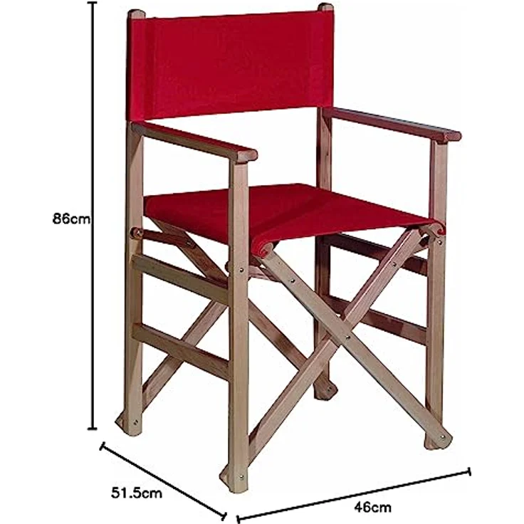 Mueblear 1001 Regie-Stuhl, mit Leinwand und unlackiertem Holz 51,5 x 46 x 86 cm Granat – Bild 10