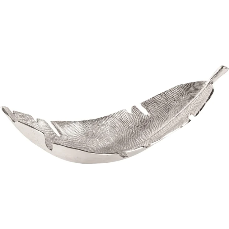 riess-ambiente Dekoschale SILVER LEAF 62cm silber (Einzelartikel, 1 St), Esszimmer · Metall · Blatt Design · Handarbeit · Obst · Wohnzimmer