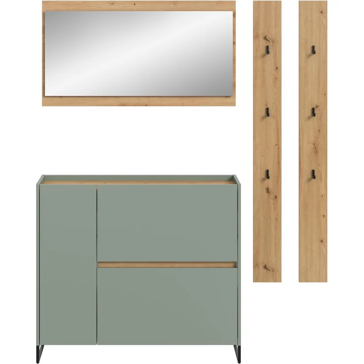 Garderobenkombination B/H/T: 192x172x32 cm in Salbei Nachbildung und Artisan Oak Nachbildung – Bild 2
