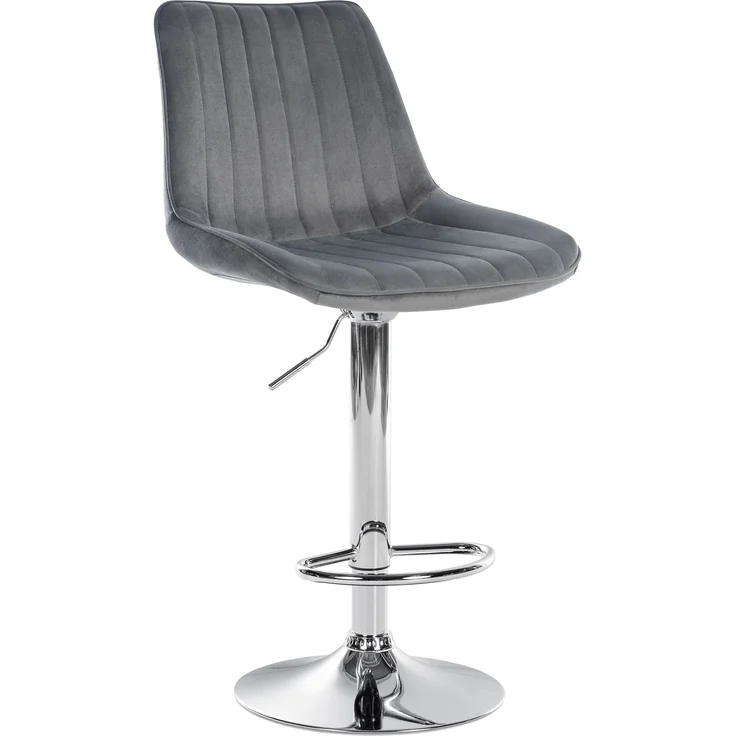 DELUKE® Barhocker RIO - Dunkelgrau, Samt, Chrom Barhocker mit Lehne Barstuhl Tresenhocker Tresenstuhl Kneipenhocker Kneipenstuhl – Bild 1