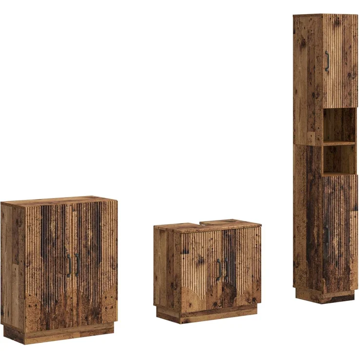 vidaXL 3-teiliges Badezimmer-Schranksystem HOORN Altholz Holzwerkstoff 3417475 – Bild 1