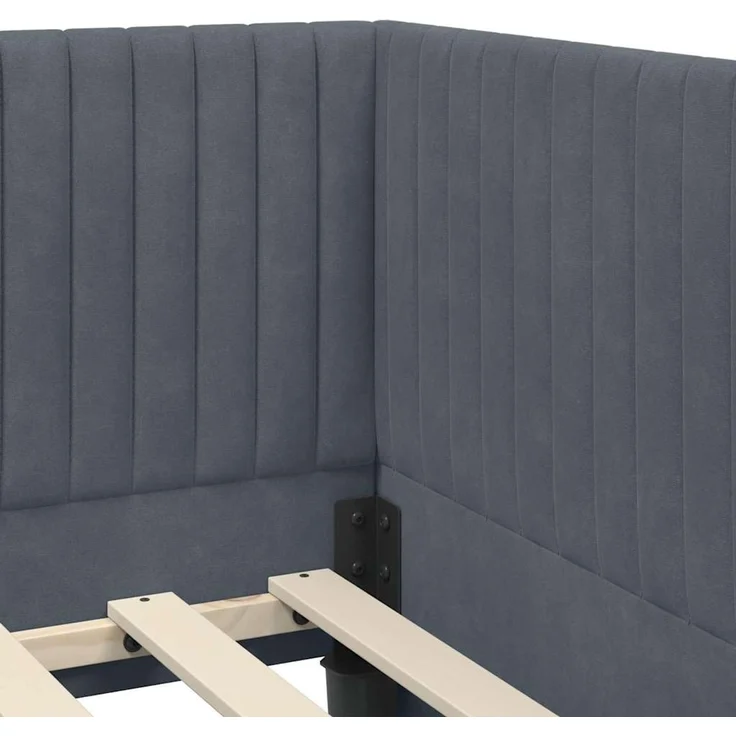 vidaXL Eckbettgestell mit Matratze mit Kopfteil 2 pcs Grau Samt 3393799 – Bild 10