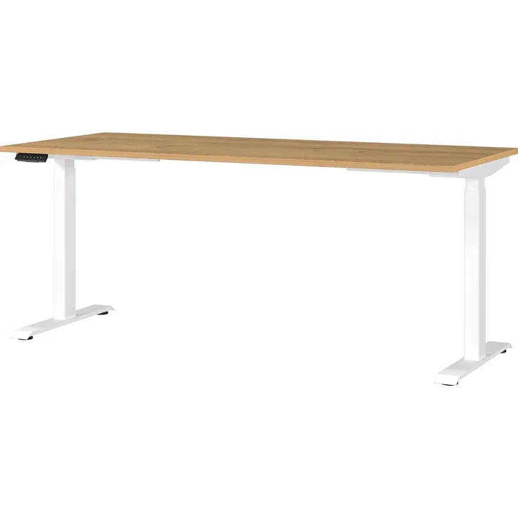Germania Schreibtisch 7909-552, in Grandson-Eiche-Nb./Weiß, EL. höhenverstellb, 180 x 120 x 80 cm (BxHxT) – Bild 1