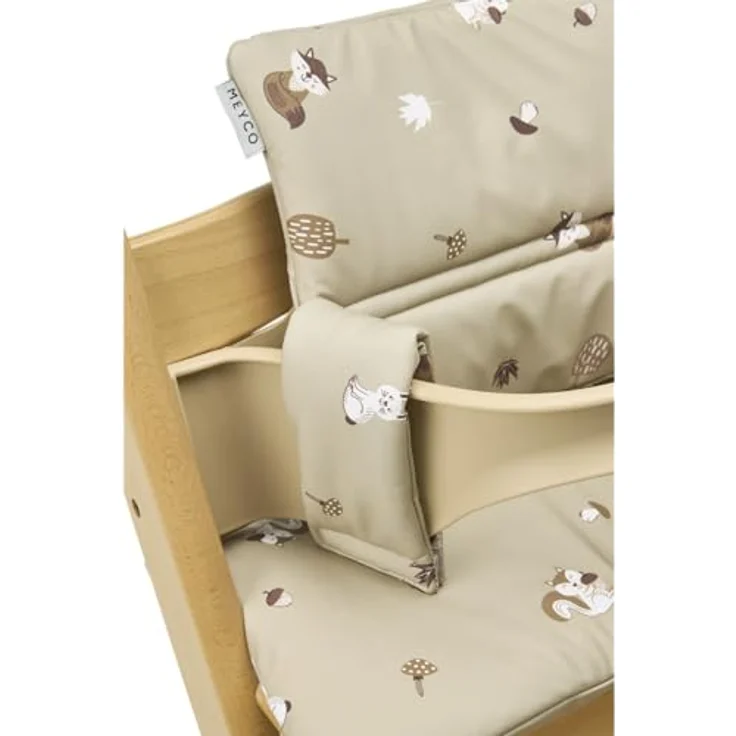 Meyco Hochstuhl Sitzkissen - Forest Animals, ergonomische Polsterung, wasserfest, für Hauck Alpha, Stokke Tripp Trapp und mehr – Bild 2