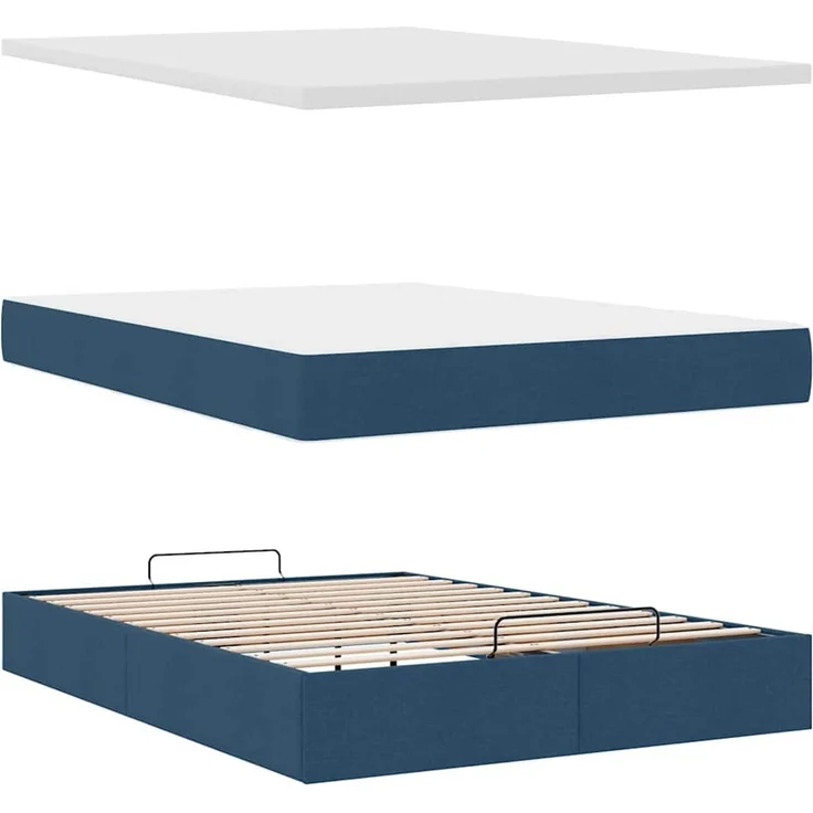 vidaXL Ottoman-Bett mit Matratze Blau 140x200 cm Stoff 3311635 – Bild 6