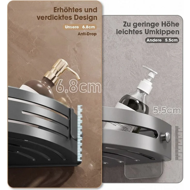 ANYSUN Duschregal Duschablage ohne Bohren Badezimmer Organizer,Badregal Duschregal, 2-tlg, Duschkörbe für Bad Küche Toilette – Bild 3
