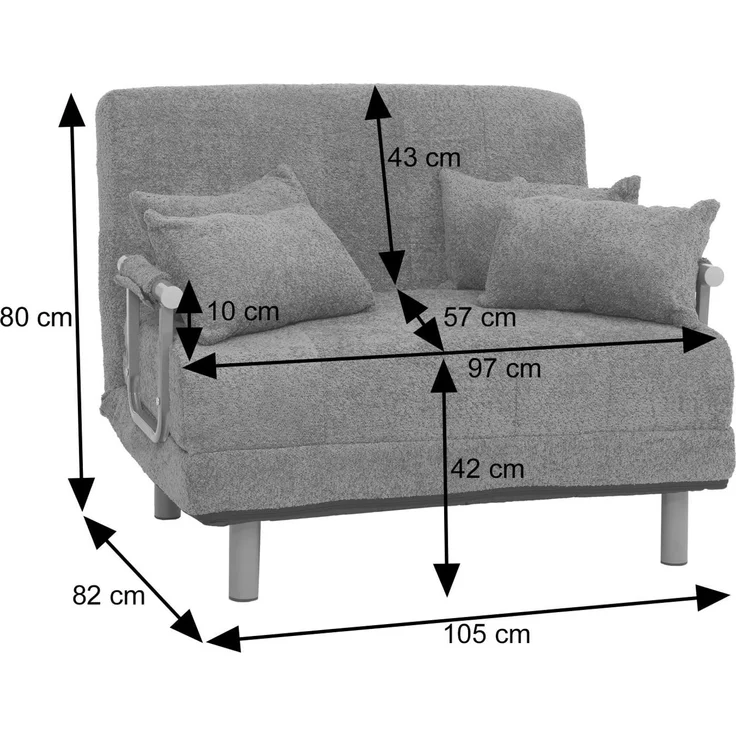 Mendler Schlafsessel HWC-K29, Klappsessel Schlafsofa Gästebett, Liegefläche 190x100 cm, Stoff Bouclé (500g/m²) ~ hellbraun – Bild 3