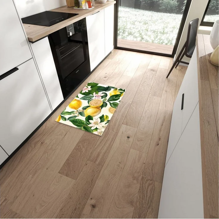Primedeco Teppich Küchenteppich Zitronenblumen PVC rutschfest abwaschbar Läufer, Rechteckig, Höhe: 3 mm, Pflegeleicht & Wasserabweisend – Bild 2