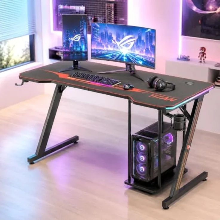 My Sit 'Titan' Gaming Tisch, mit LED Beleuchtung und Mauspad, 140 x 66 x 74 cm