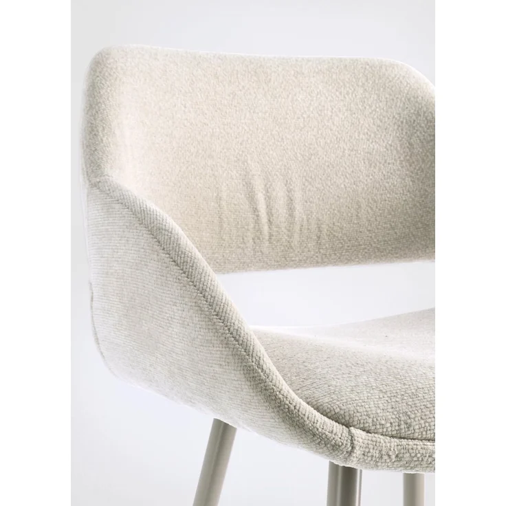Barhocker Florence 2er-Set aus Stoff, modern mit Fußstütze, beige Sand, gepolstert – Bild 7