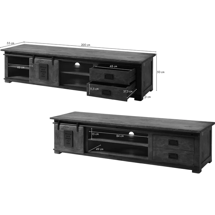 TV-Board Mango 200x55x50 natur lackiert RAILWAY #136 – Bild 7