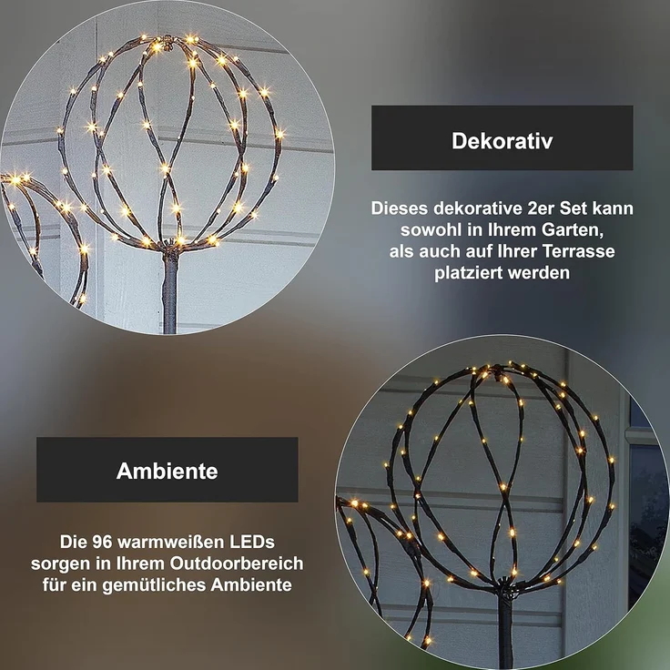 LED-Dekoration "Sphere", 2er Set, 96 ww LED – Bild 3