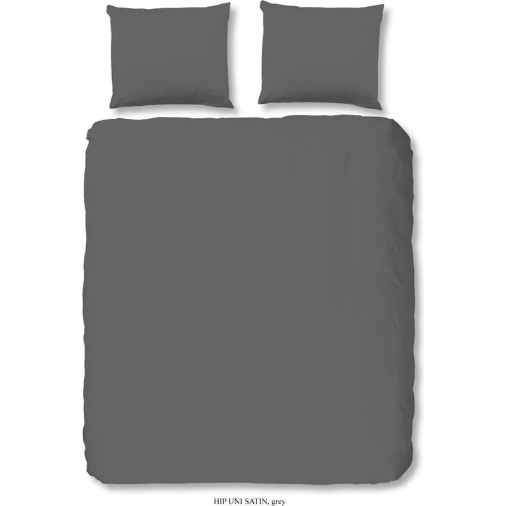 HIP Mako Satin Bettwäsche 3 teilig Bettbezug 200x220 cm Kopfkissenbezug 60x70 cm Uni duvet cover 0280.03.02 Grey