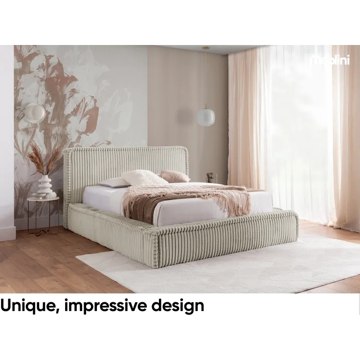 MEBLINI Polsterbett 120x200 mit Lattenrost ohne Matratze - MESUT - Beige Cordstoff - Bubble Bett - Cloud Bett - Marshmallow Bed - Kopfteil Bett mit Stauraum