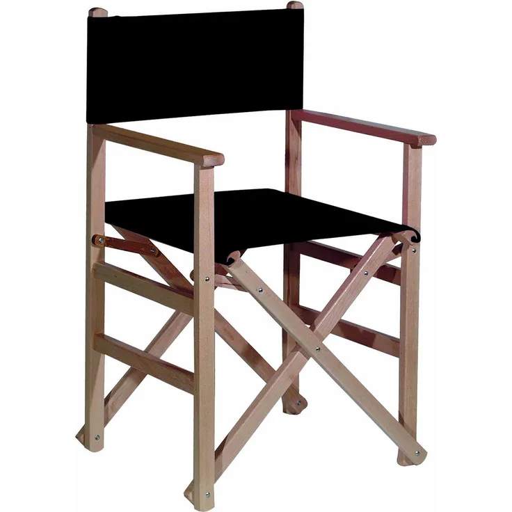 Mueblear 1001 Regie-Stuhl, mit Leinwand und unlackiertem Holz 51,5 x 46 x 86 cm Schwarz