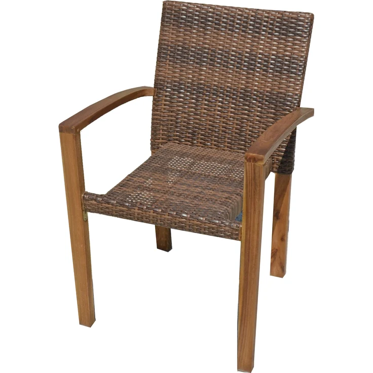 Garten-Sitzgruppe LONDON 7tlg. Kunststoffgeflecht - Akazie, Braun | Gartenmöbel-Set Gartengarnitur Garten-Essgruppe mit Stühlen und Esstisch – Bild 6