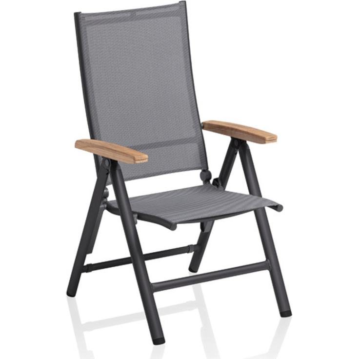 Kettler Cirrus Klappsessel Teak-Armlehne - anthrazit / anthrazit-grau