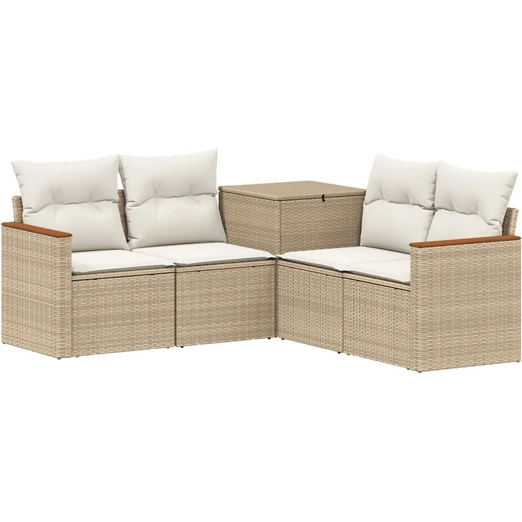 vidaXL Sofa Set 5 stk. Beige und Cremeweiß Polyrattan und Stahl 3447938 – Bild 2