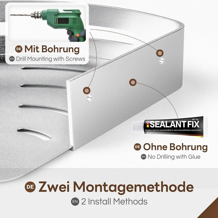 Yorbay Duschablage Duschregal ohne Bohrung, 3 Stücke Duschablage Eckregal Duschkorb, Mit Montagestoff, mit Haken, Dreieck Badregal aus Aluminium für Badezimmer Bad Küche Toilette – Bild 3