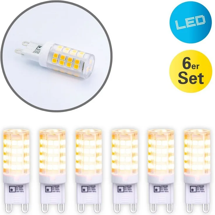 näve LED-Leuchtmittel Denny, G9, 6 St, Warmweiß, 6er-Set, Leuchtmittel G9/3,5W, Effizienzklasse F, Keramik/Kunststoff