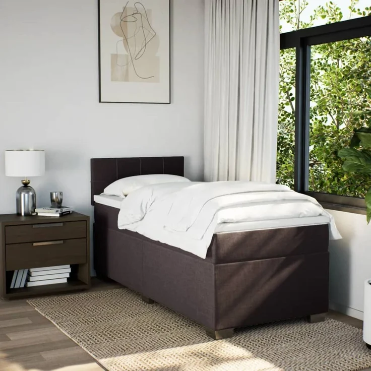 vidaXL Boxspringbett mit Matratze Dunkelbraun 100x200 cm Stoff 3285802 – Bild 3