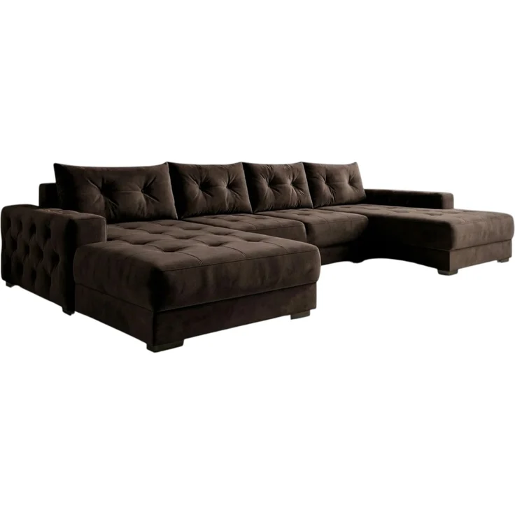 Ecksofa MODENA 320 cm x 185 cm – Stoff: VELUTTO Espresso 6 Farbe: Dunkelbraun – Bild 4