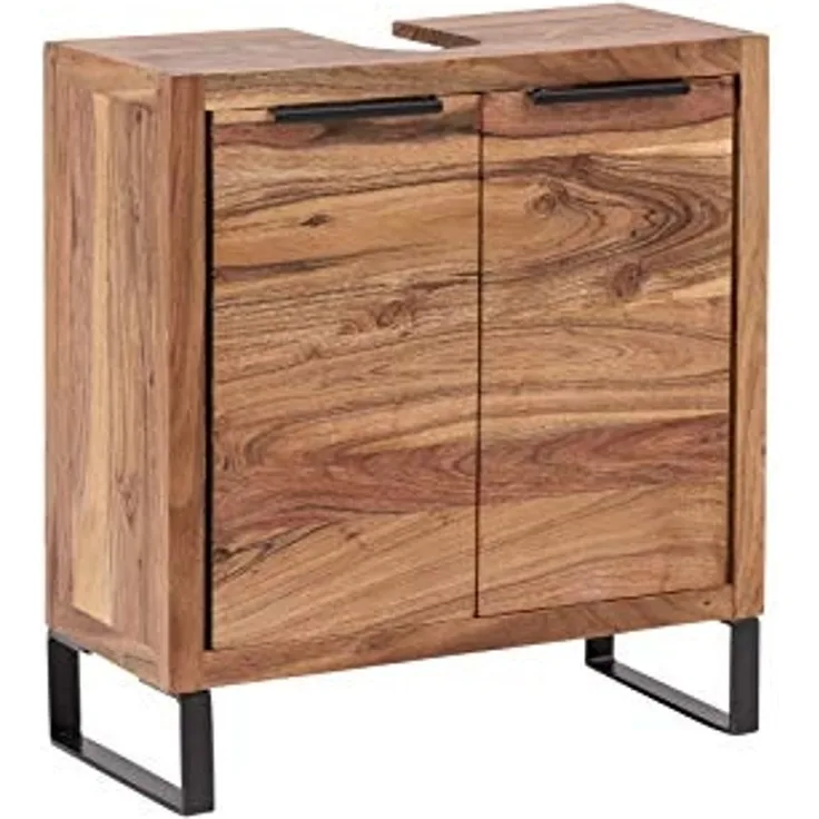 Waschbeckenunterschrank Akazie hell 56x60x25 cm massivum Sydney Bad Unterschrank Holz Badschrank Landhausstil klein modern