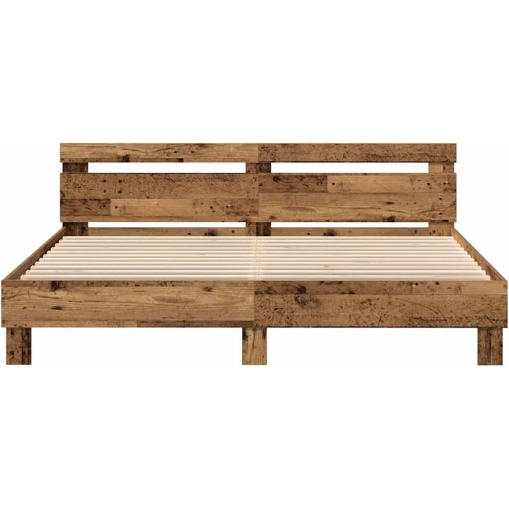 vidaXL Bettrahmen mit Kopfteil Altholz 200 x 200 cm Holzwerkstoff 3333933 – Bild 6
