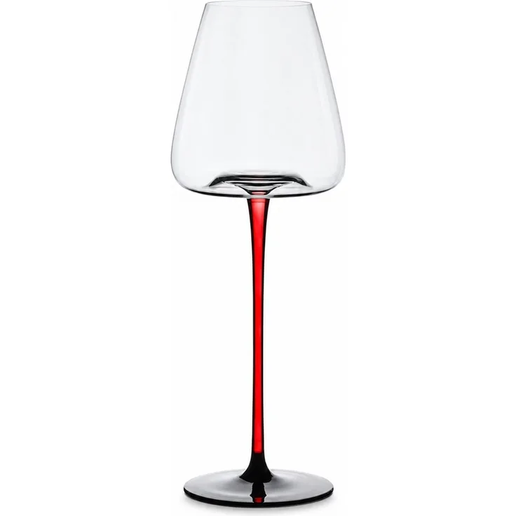 Bordeaux-Weinglas 590 ml mit rotem Stiel und schwarzem Fuß, Rot-Schwarz, 28 x 10 x 8,5 cm