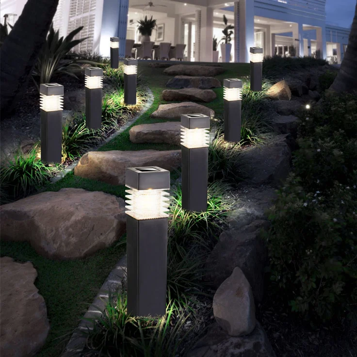 LED Solarlampen, IP44, grau, H 38,5cm, 4er Set – Bild 5