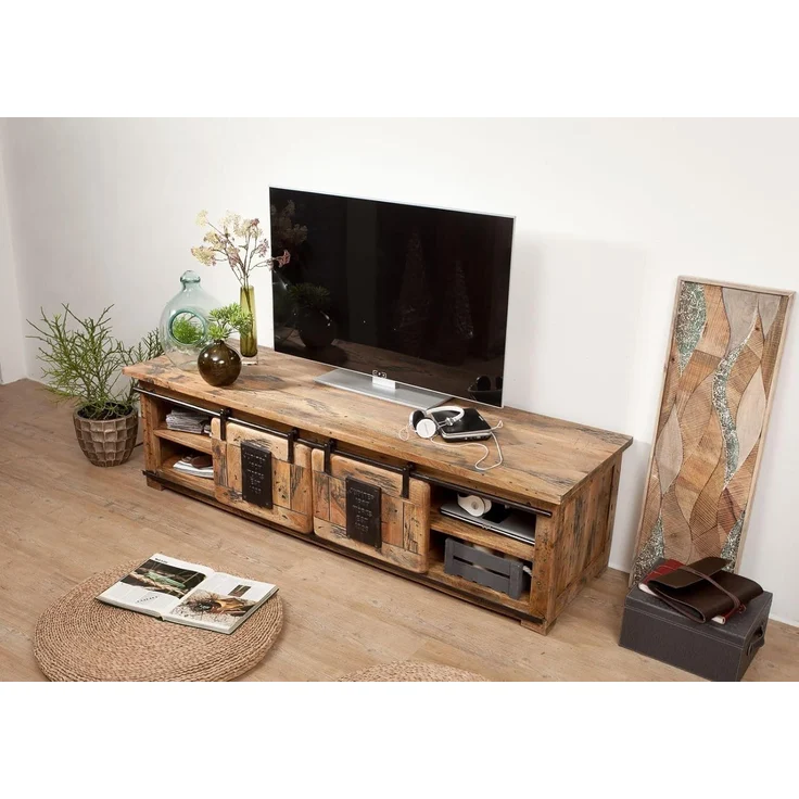 TV-Board Mango 180x55x50 natur lackiert RAILWAY #135 – Bild 6