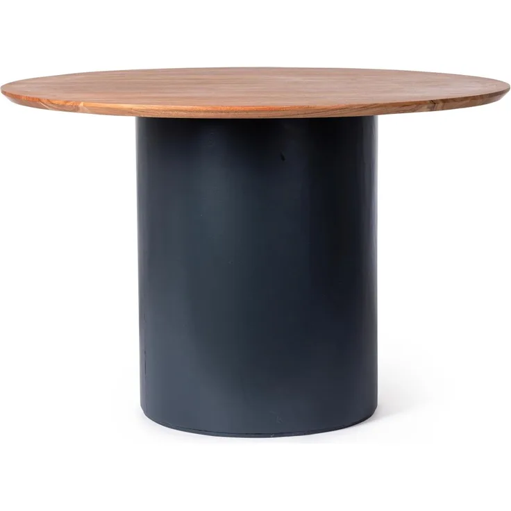 Esstisch Sajo aus Akazienholz, modern rundes Design, Dunkelblau Natur, Ø 115 cm, für 4 Personen