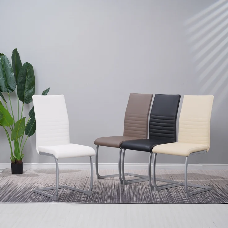 Albatros Freischwinger Stühle 4er Set MURANO, Grau - Esszimmerstuhl Schwingstuhl, modernem Design, Kunstleder-Bezug, dicke Polsterung - Küchenstuhl, Polsterstuhl, Stuhl Esszimmer Esstisch – Bild 8
