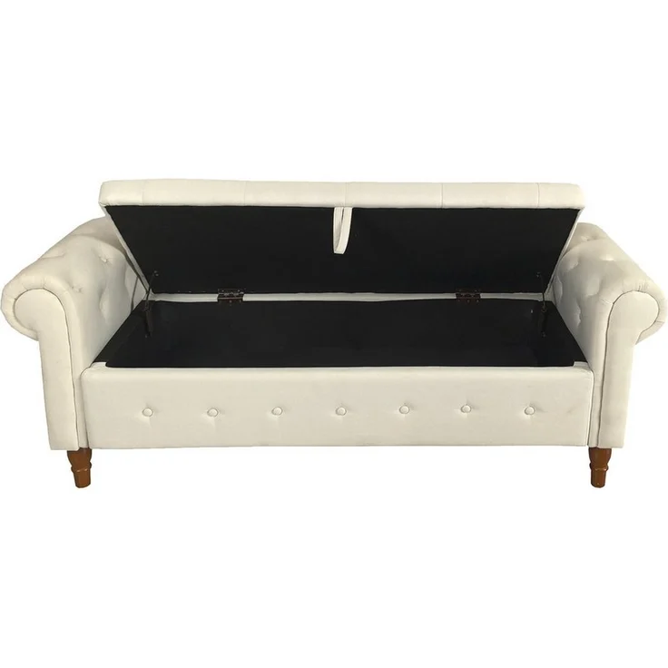 HTI-Living Truhenbank Gepolsterte Sitzbank mit Truhe Lora Leinen Beige (Stück, 1-St, 1 Sitzbank), Garderobenbank Récamière – Bild 2
