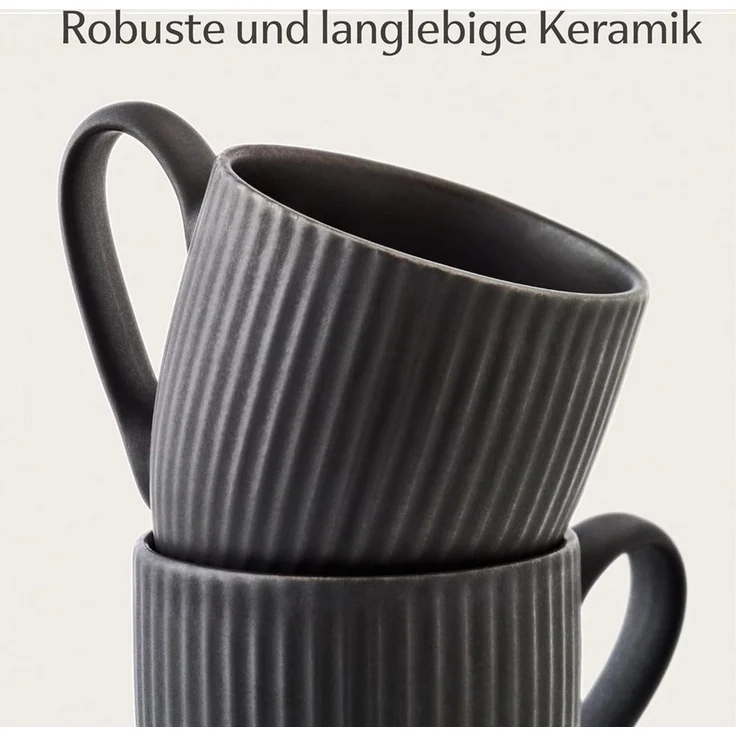 Cosumy Espressotasse Espressotassen Set 6er Schwarz Matt 90 ml mit Untertassen Mokkatassen, 12-tlg, Keramik, Handgefertigt, dickwandig, spülmaschinen- & mikrowellenfest, matt – Bild 4