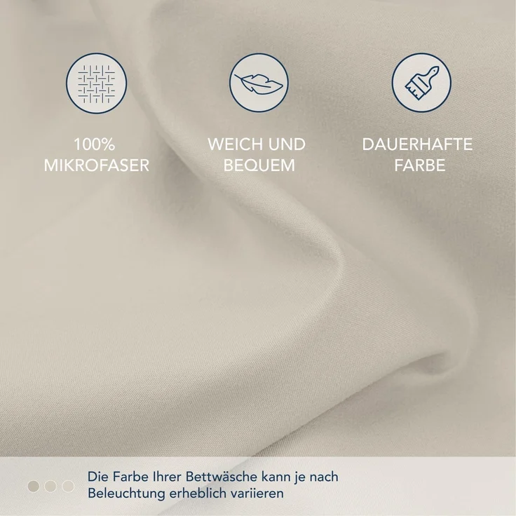 Dreamzie Spannbettlaken 90x190 cm - 35 cm Tiefe Tasche - 100% Mikrofaser Bettlaken - Beige, Schadstoffgeprüft (Oeko TEX), Bettlaken mit Gummizug – Bild 4