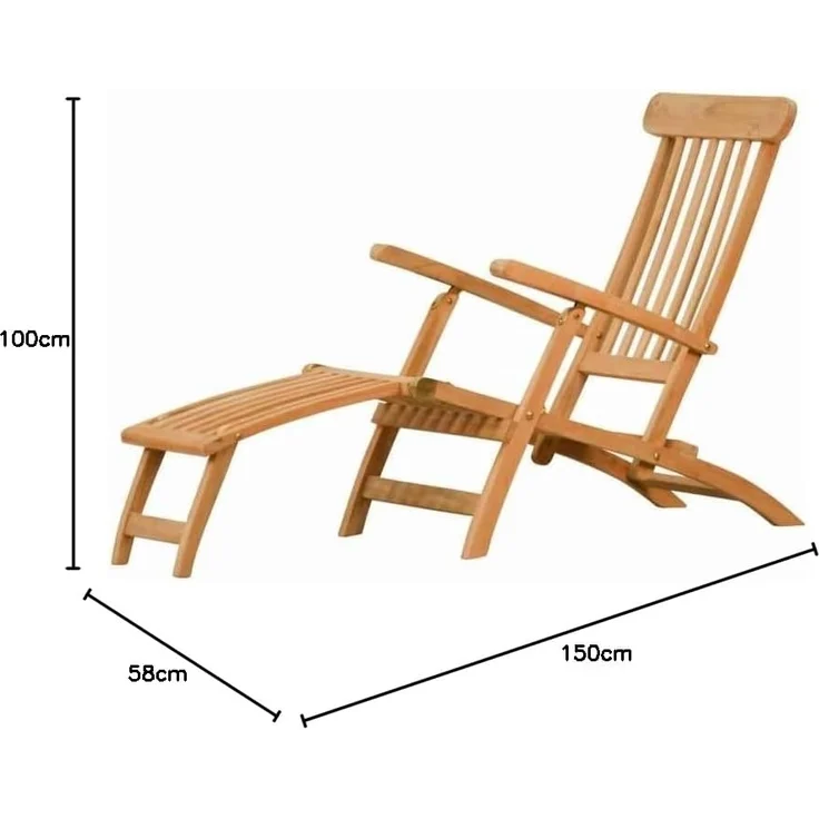 Kai Wiechmann Gartenliege Hochwertiger Teak Deckchair als wetterfester Liegestuhl, verstellbarer Teak Relaxsessel mit Fußablage – Bild 2