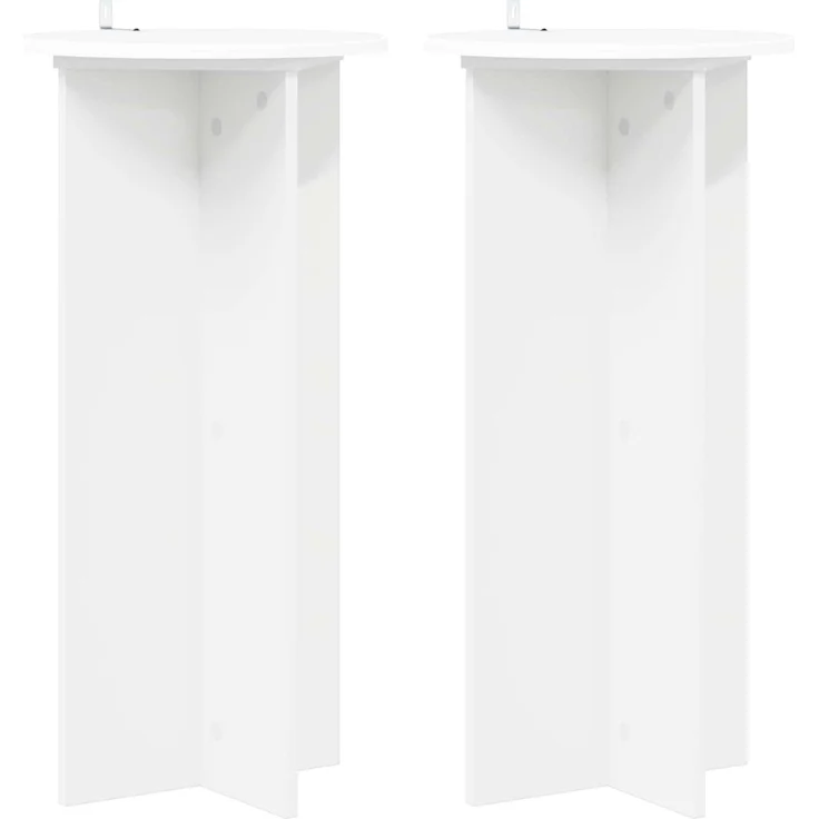 vidaXL Pflanzenständer 2 stk. Weiß Ø40 x 80 cm Holzwerkstoff 899699 – Bild 2