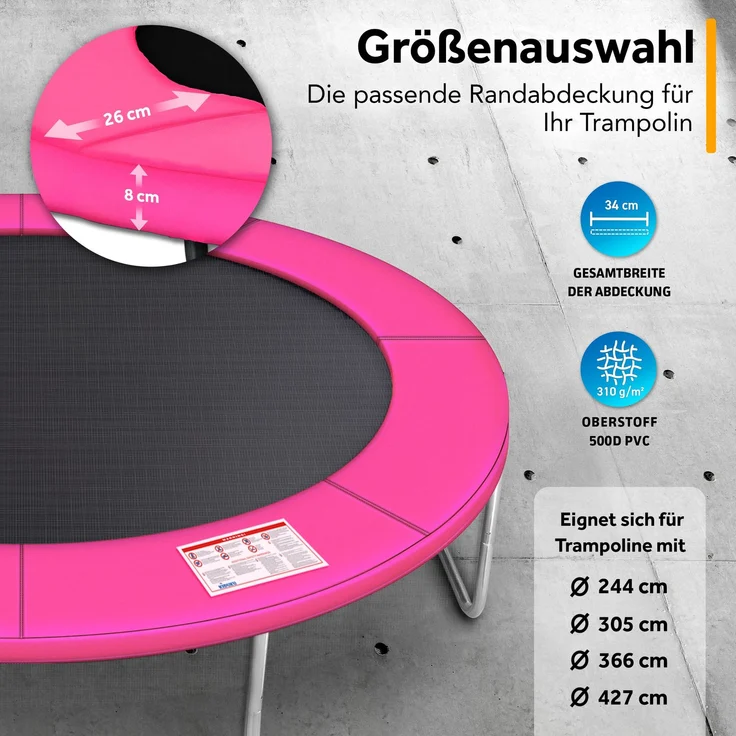 KIDUKU® Trampolin Randabdeckung Pink Ø244 cm Federabdeckung reißfest Randschutz – Bild 6