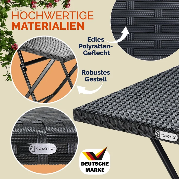 CASARIA® Gartentisch Wetterfest Polyrattan Creme – Bild 8