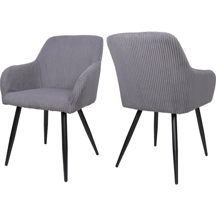 Albatros Esszimmerstuhl SILA – 2er Set Polsterstühle mit Armlehnen, Cord-Bezug | Küchen- & Esszimmerstühle für Küche, Wohnzimmer & Esszimmer | Esstisch Stühle | Grau – Bild 3