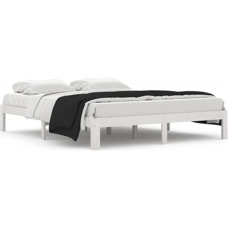 Doppelbett, Betten für Erwachsene, Massivholzbett Weiß Kiefer 160x200 cm de5579 – Bild 1